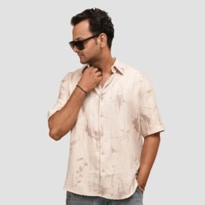 KASH Sand Beige Brushstroke Shirt – Subtle Nature-Inspired Casualwear