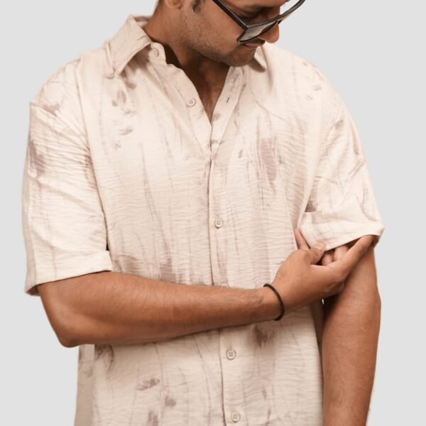 KASH Sand Beige Brushstroke Shirt – Subtle Nature-Inspired Casualwear - Image 2