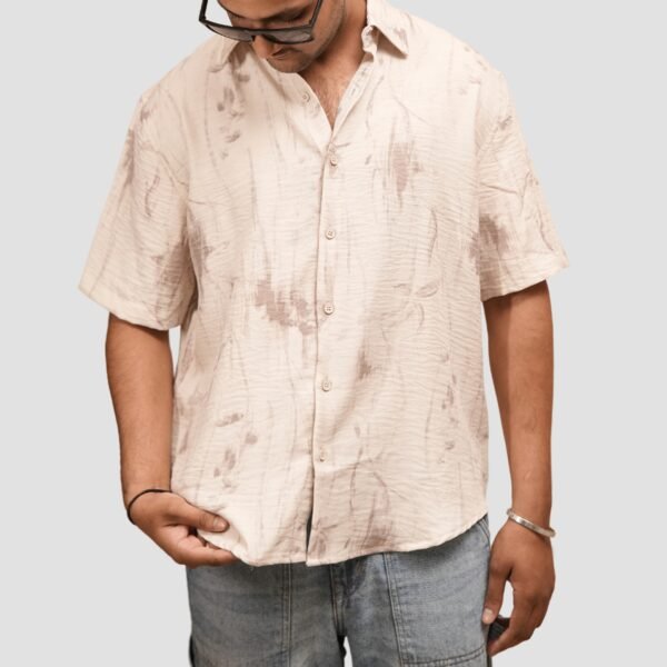 KASH Sand Beige Brushstroke Shirt – Subtle Nature-Inspired Casualwear - Image 3