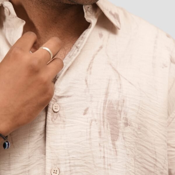 KASH Sand Beige Brushstroke Shirt – Subtle Nature-Inspired Casualwear - Image 4
