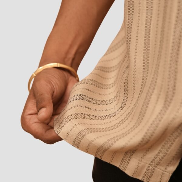 Beige Striped Casual Shirt for Men - Cotton Blend, Summer 2025 Collection | Kash - Image 3