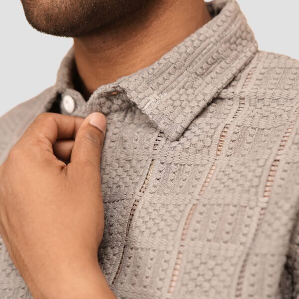 Charcoal Grey Relaxed Fit Lyocell Shirt for Men – KASH Casual Collared Shirt - Image 4