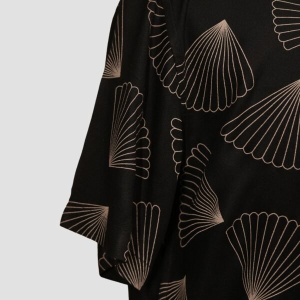 KASH Black Cuban Collar Shirt for Men – Relaxed Fit Geometric Print - Image 4