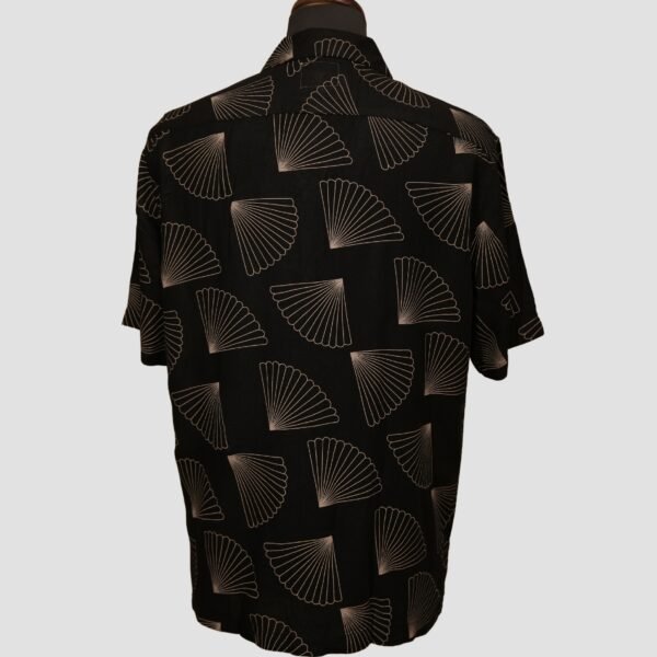 KASH Black Cuban Collar Shirt for Men – Relaxed Fit Geometric Print - Image 6