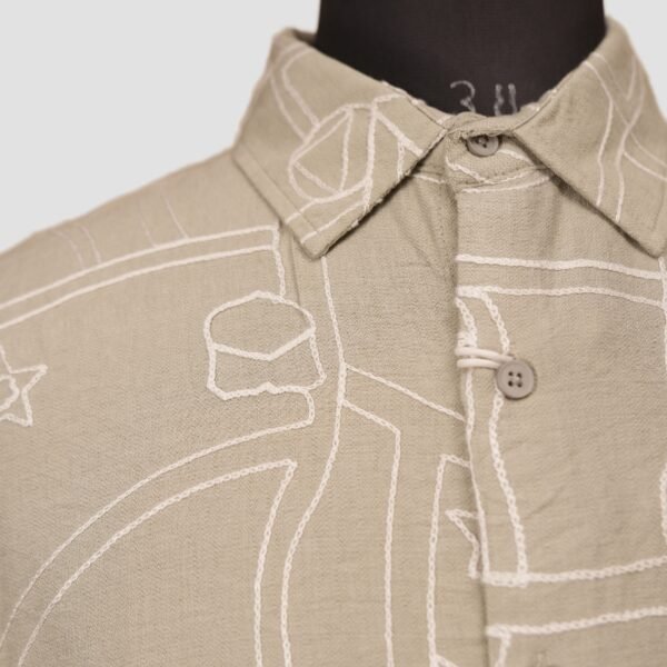 KASH Pista Green Cosmic Sketch Shirt – Men’s Casual Cotton Shirt - Image 2