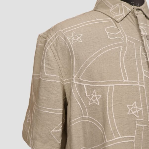KASH Pista Green Cosmic Sketch Shirt – Men’s Casual Cotton Shirt - Image 3