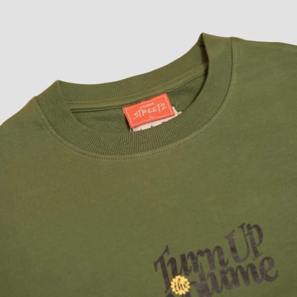 TURN UP – Olive Oversized Tee | 240 GSM - Image 2