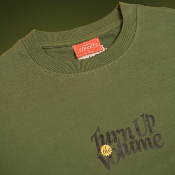 TURN UP – Olive Oversized Tee | 240 GSM - Image 4