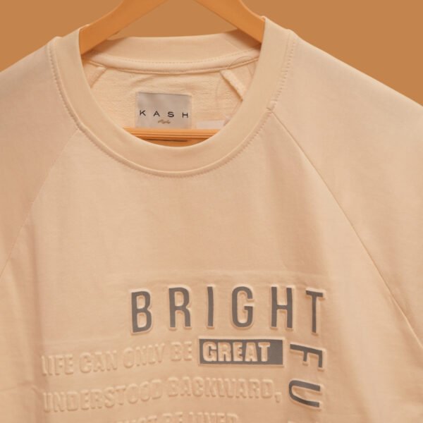 BRIGHT FUTURE – Cream Oversized Tee | 240 GSM - Image 5