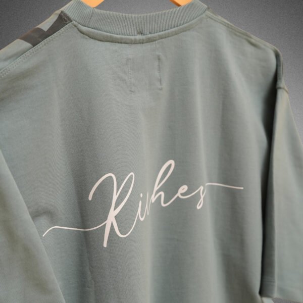 KASH YOUR Riches Oversized T-Shirt – Misty Sage | Bold Typography | 240 GSM Premium Cotton | Streetwear Essential - Image 5
