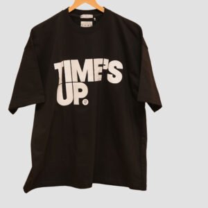KASH TIME’S UP Oversized Black T-Shirt | Bold White Typography | 240 GSM Heavyweight Cotton Streetwear Tee