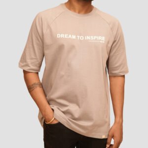 KASH DREAM TO INSPIRE Oversized Grey T-Shirt | 240 GSM Premium Cotton | Motivational Slogan Tee for Men & Women