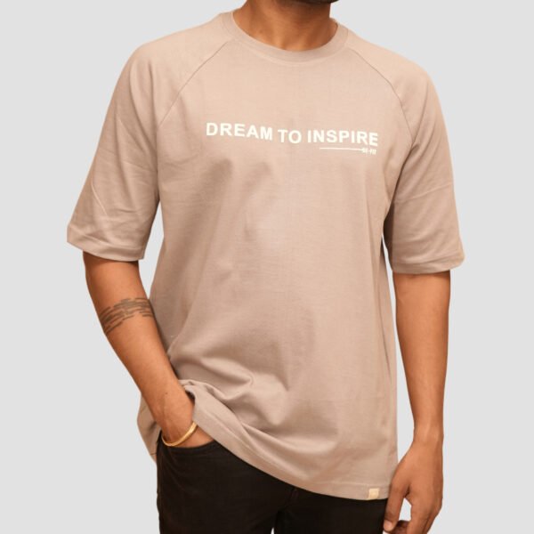 KASH DREAM TO INSPIRE Oversized Grey T-Shirt | 240 GSM Premium Cotton | Motivational Slogan Tee for Men & Women
