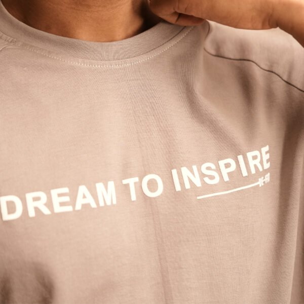 KASH DREAM TO INSPIRE Oversized Grey T-Shirt | 240 GSM Premium Cotton | Motivational Slogan Tee for Men & Women - Image 2