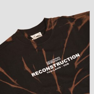 KASH Reconstruction Oversized Black Tie-Dye T-Shirt for Men & Women | Streetwear Graphic Tee | Heavyweight Cotton | Front & Back Print