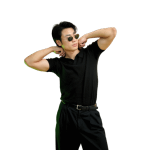 Black Heavy Knitted T-Shirt - Dual-Side Premium Polo by Kash