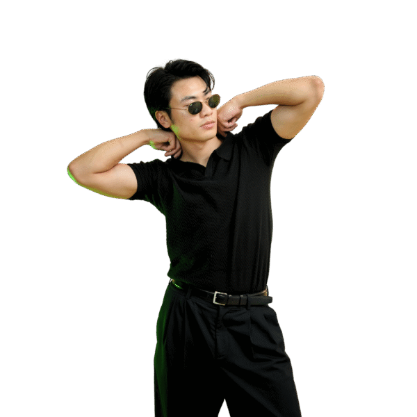 Black Heavy Knitted T-Shirt - Dual-Side Premium Polo by Kash
