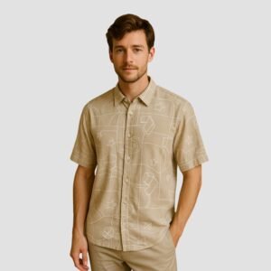 KASH Pista Green Cosmic Sketch Shirt – Men’s Casual Cotton Shirt