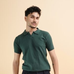 Bottle Green Heavy Knitted T-Shirt | Dual-Side Premium Polo by Kash